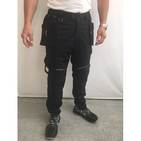 pantalon de travail PXIII AGA noir surpiqûres noires L'ARTISAN BELGE