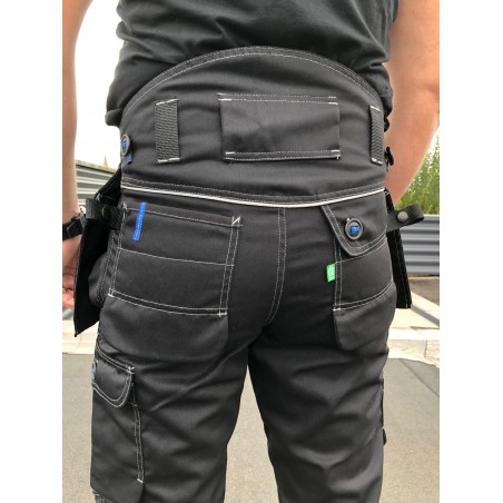 Pantalon de travail PXIII noir surpiqûres blanches LA COMPAGNIE EUROPÉENNE