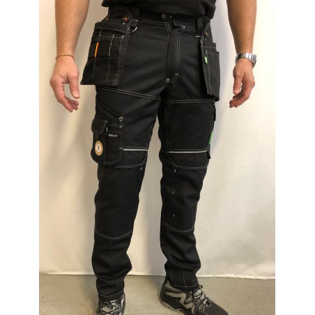 Pantalon de travail PXIII noir surpiqûres blanches L'ARTISAN BELGE