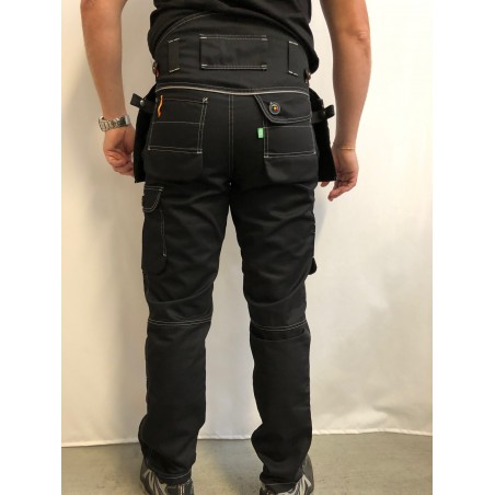 Pantalon de travail PXIII noir surpiqûres blanches L'ARTISAN BELGE