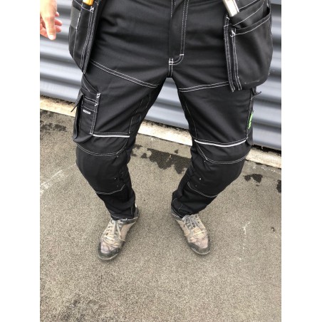 Pantalon de travail PXIII noir surpiqûres blanches L'ARTISAN BELGE