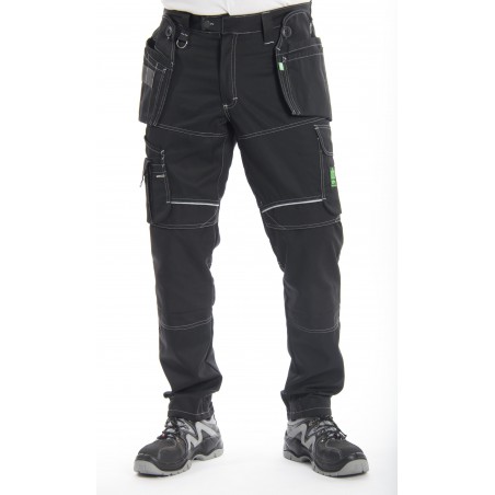 Pantalon de travail PXIII AGA noir surpiqûres blanches Pantalon de travail PXIII AGA noir surpiqûres blanches