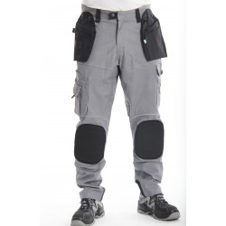 Pantalon de travail multipoches noir avec genouillères amovibles PXIV AGA