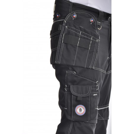 Pantalon de travail PXIII noir surpiqûres blanches L'ARTISAN FRANÇAIS Pantalon de travail PXIII noir surpiqûres blanches L'ARTISAN FRANÇAIS