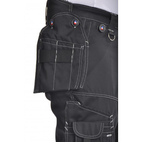 Pantalon de travail PXIII noir surpiqûres blanches L'ARTISAN FRANÇAIS Pantalon de travail PXIII noir surpiqûres blanches L'ARTISAN FRANÇAIS