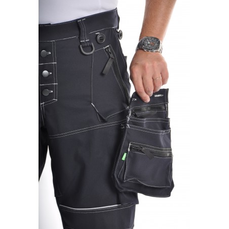 Pantalon de travail multipoches noir avec genouillères amovibles PXIV AGA