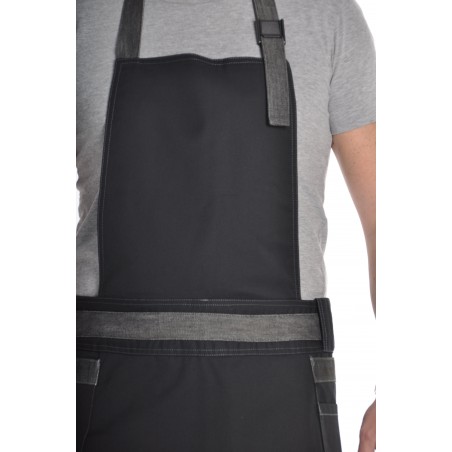 Tablier de cuisine mixte noir et denim Tablier de cuisine mixte noir et denim