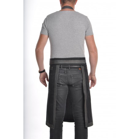 Tablier de cuisine mixte noir et denim Tablier de cuisine mixte noir et denim
