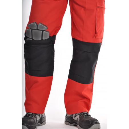 Pantalon Multipoches Rouge avec genouillères amovibles