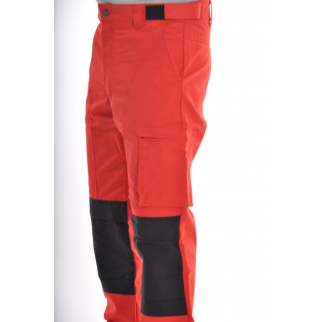 Pantalon Multipoches Rouge avec genouillères amovibles