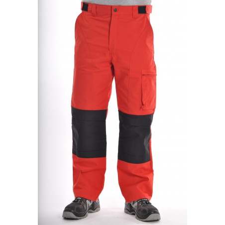 Pantalon Multipoches Rouge avec genouillères amovibles