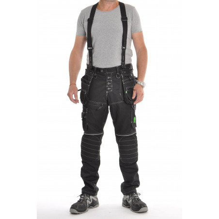 Pantalon de travail PXIV AGF noir avec bretelles