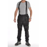 Pantalon de travail  PXIII AGA noir surpiqûres blanches avec bretelles