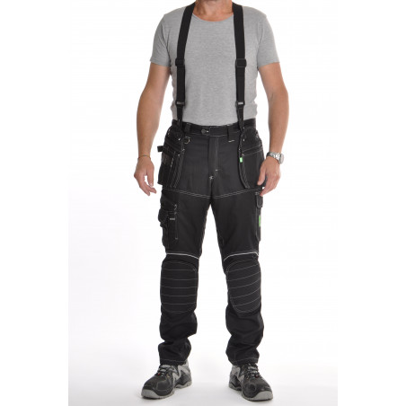 Pantalon de travail PXIII AGF noir avec bretelles Pantalon de travail PXIII AGF noir avec bretelles