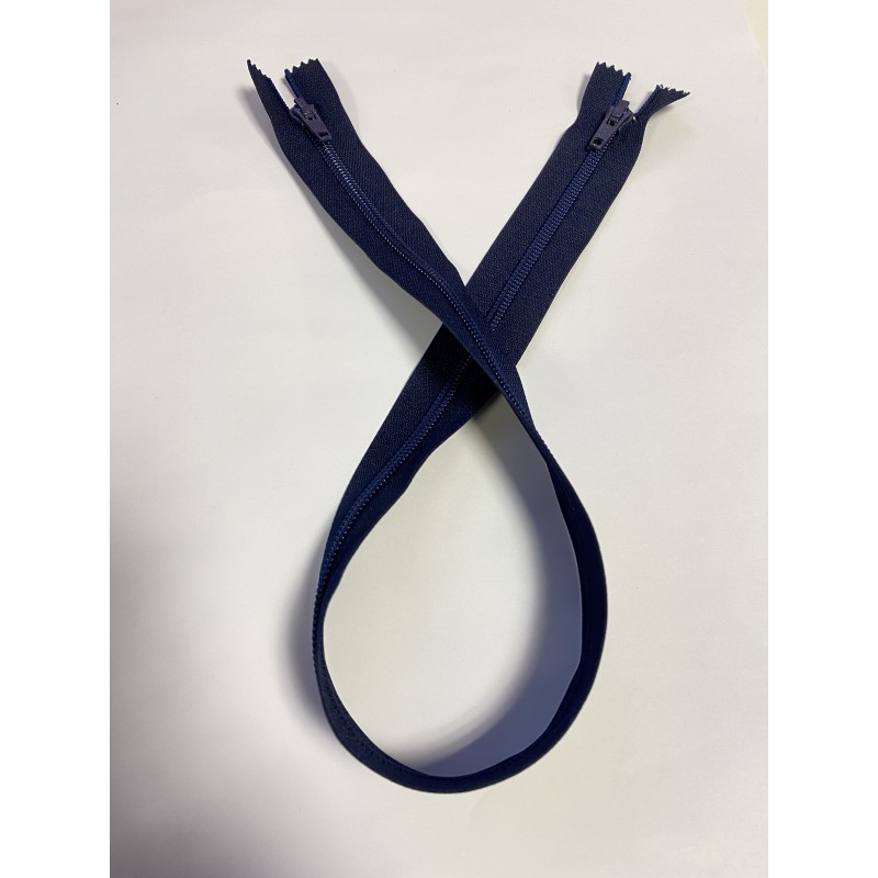 Fermeture à glissière nylon double curseur bouche à bouche marine 60 cm Fermeture à glissière nylon double curseur bouche à bouche marine 60 cm