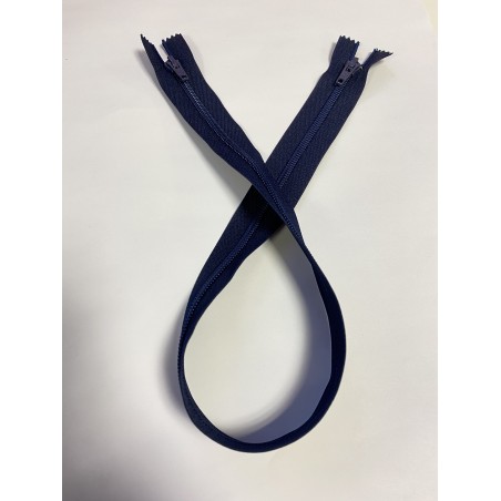 Fermeture à glissière nylon double curseur bouche à bouche marine 60 cm