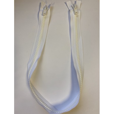 Fermeture à glissière plastique double curseur bouche à bouche maille 9 blanche 60 cm Fermeture à glissière plastique double curseur bouche à bouche maille 9 blanche 60 cm
