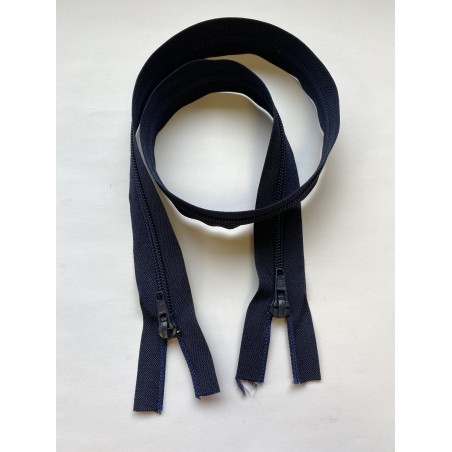 Fermeture à glissière nylon double curseur bouche à bouche maille 6 marine 70 cm Fermeture à glissière nylon double curseur bouche à bouche maille 6 marine 70 cm