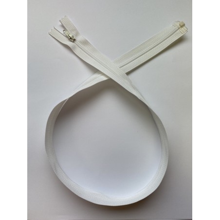 Fermeture à glissière nylon séparable maille 4 blanche 70 cm Fermeture à glissière nylon séparable maille 4 blanche 70 cm