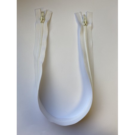 Fermeture à glissière nylon double curseur bouche à bouche maille 6 blanche 55 cm Fermeture à glissière nylon double curseur bouche à bouche maille 6 blanche 55 cm