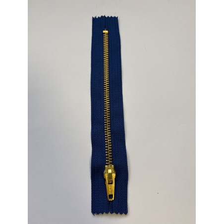 Fermeture à glissière métal standard maille 6 bleue 17 cm