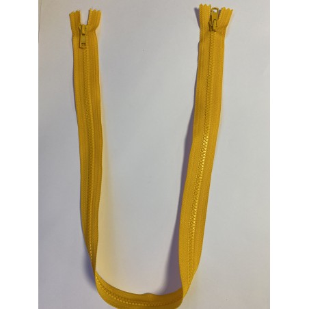 Fermeture à glissière injectée double curseur bouche à bouche maille 6 jaune foncé 75 cm Fermeture à glissière injectée double curseur bouche à bouche maille 6 jaune foncé 75 cm
