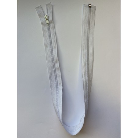 Fermeture à glissière nylon séparable maille 6 blanche 65 cm Fermeture à glissière nylon séparable maille 6 blanche 65 cm