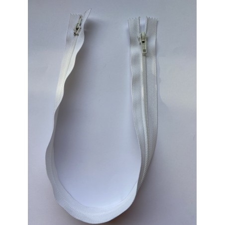 Fermeture à glissière nylon double curseur bouche à bouche maille 6 blanche 50 cm Fermeture à glissière nylon double curseur bouche à bouche maille 6 blanche 50 cm