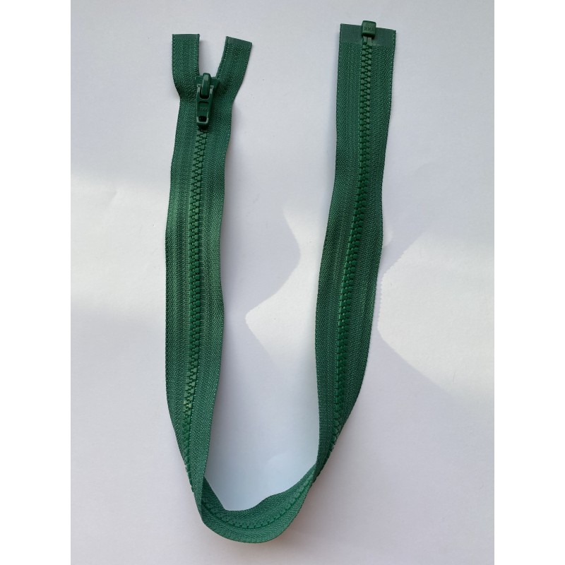 Fermeture à glissière plastique séparable maille 6 verte 53 cm