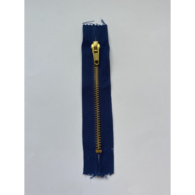 Fermeture à glissière métal standard maille 6 bleue 13 cm