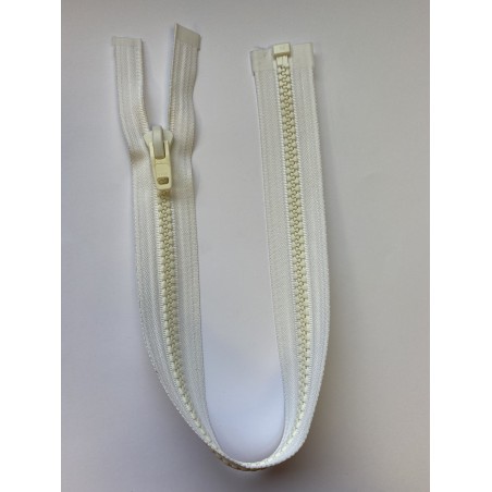 Fermeture à glissière plastique séparable maille 9 blanche 50 cm Fermeture à glissière plastique séparable maille 9 blanche 50 cm