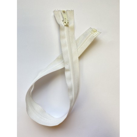 Fermeture à glissière nylon séparable maille 6 blanche 46 cm Fermeture à glissière nylon séparable maille 6 blanche 46 cm