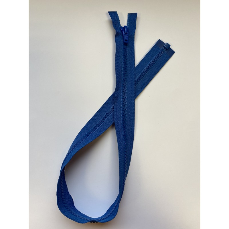 Fermeture à glissière plastique séparable maille 6 bleue 60 cm