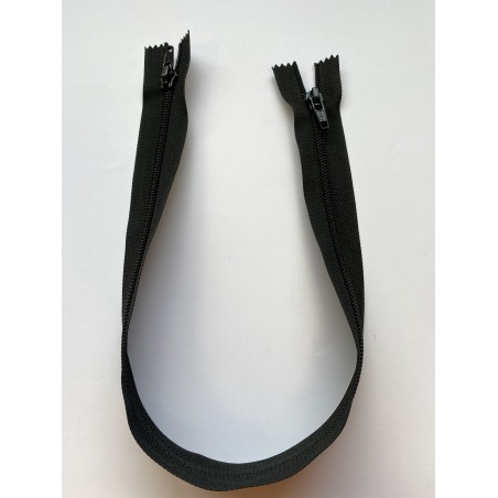 Fermeture à glissière nylon double curseur bouche à bouche maille 6 noire 50 cm Fermeture à glissière nylon double curseur bouche à bouche maille 6 noire 50 cm
