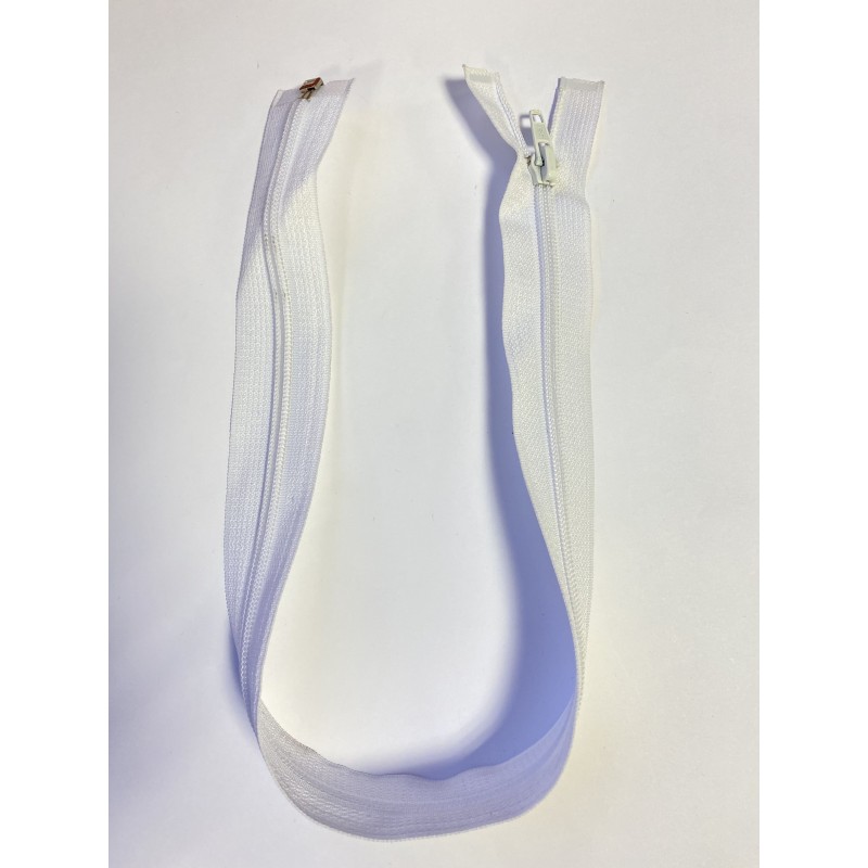 Fermeture à glissière nylon séparable maille 6 blanche 52 cm