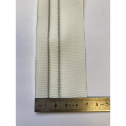 Sangle polyester blanche avec 2 liserés noirs 50 mm