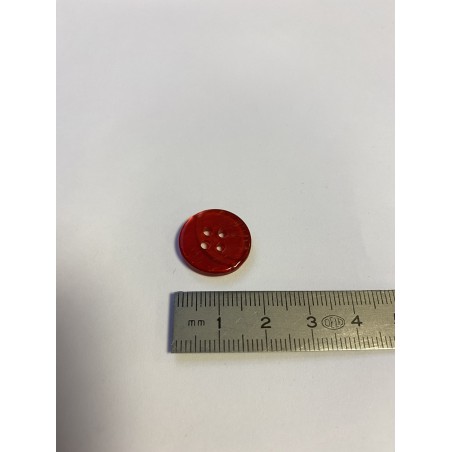 Bouton translucide rouge 4 trous 18 mm