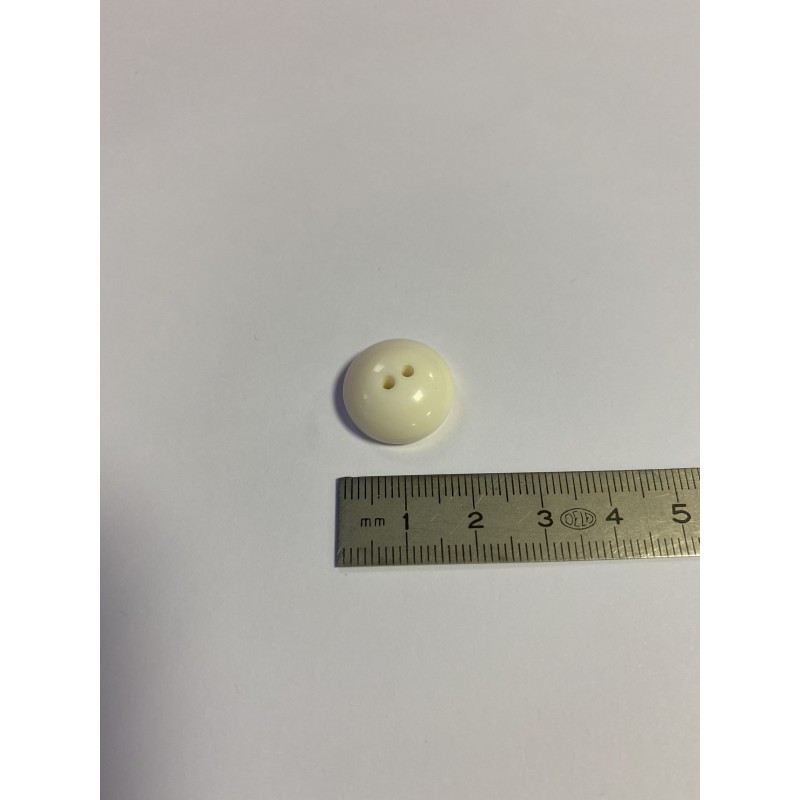 Bouton blanc demi sphère 2 trous 18 mm