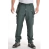 Pantalon multipoches vert coton/polyester