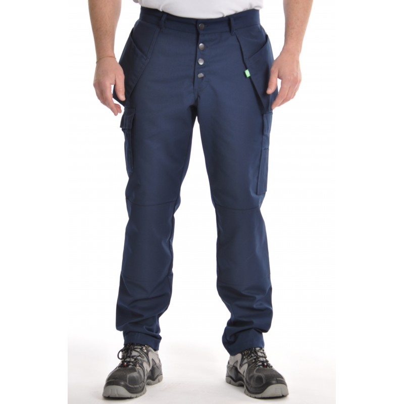 Pantalon multipoches Marine Coton/polyester