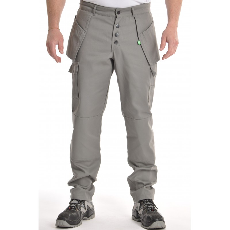 pantalon multipoches gris