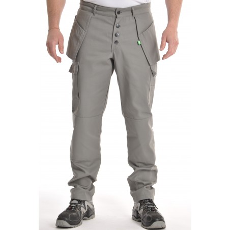 pantalon multipoches gris