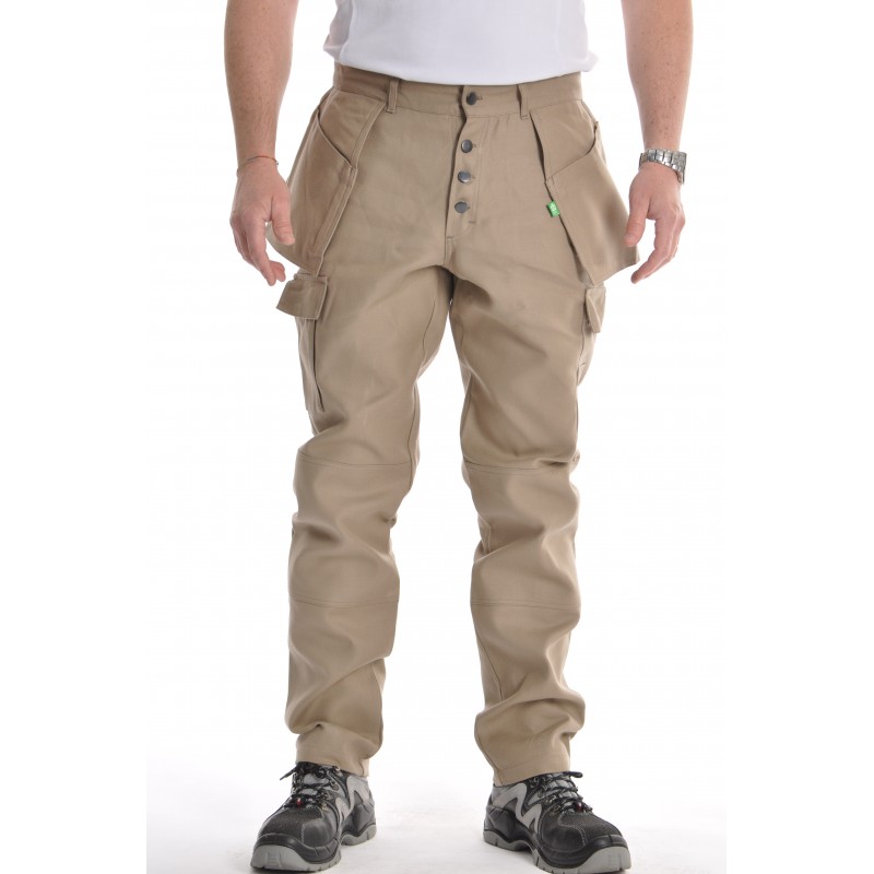 Pantalon multipoches beige
