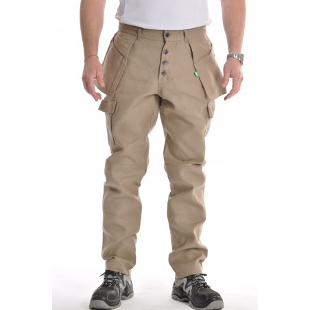 Pantalon multipoches beige