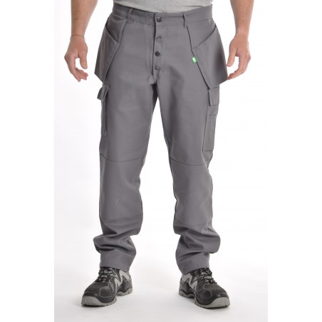 Pantalon gris multipoches coton / polyester