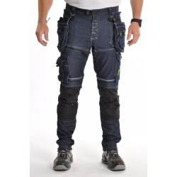 Pantalon de travail multipoches denim avec genouillères amovibles PXIV AGA 62E67019BD