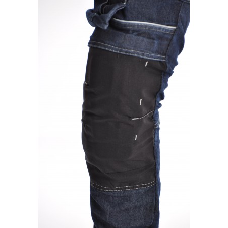 Pantalon en coton stretch avec double ceinture en denim Noir