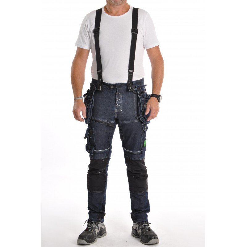 Pantalon jean de travail - Multipoches - Pratique et très fonctionnel -  Epais et résistant - Renforcé et confortable - Tailles du 36 au 54