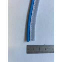 Passe-poil mèche coton 3 mm bleu clair et blanc 12 mm