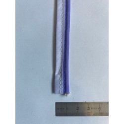 Passe-poil mèche coton 3 mm bleu violet et blanc 12 mm